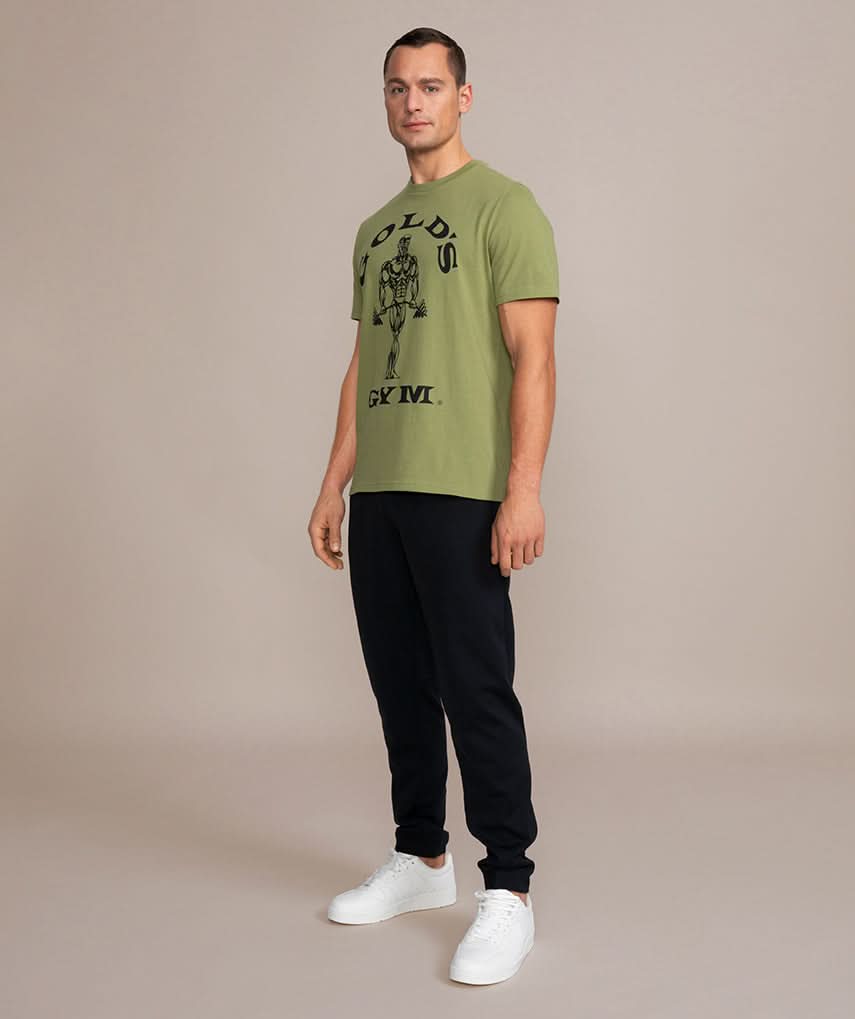 Golds Gym Muscle Joe Crew Neck T-Shirt Olive Green Outfit