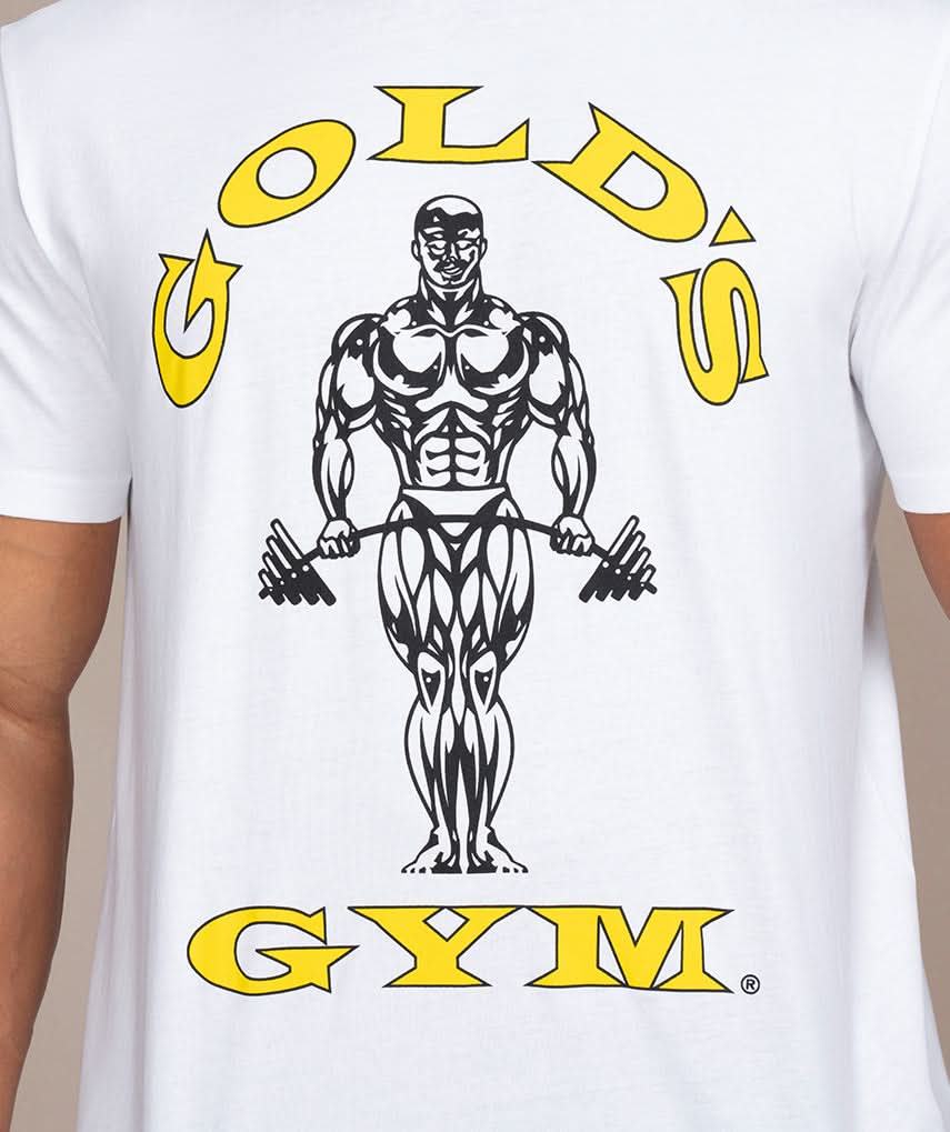 Golds Gym Muscle Joe Crew Neck T-Shirt White Close Up