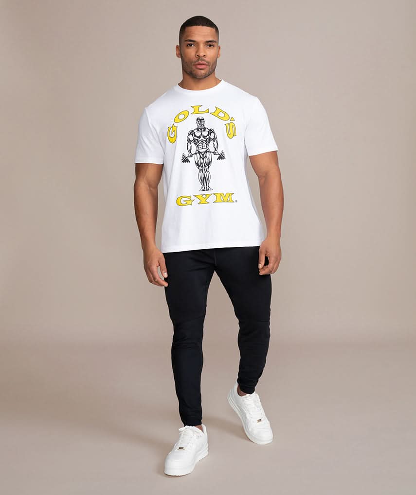 Golds Gym Muscle Joe Crew Neck T-Shirt White Shirt Outfit