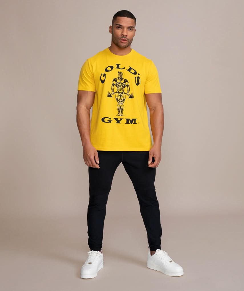 Golds Gym Muscle Joe Crew Neck T-Shirt Yellow Fit