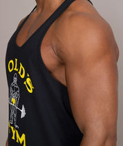 Mens Active Tank Top Stringer Black Close Up Side View