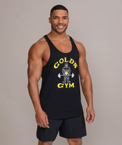 Mens Active Tank Top Stringer Black Golds Gym