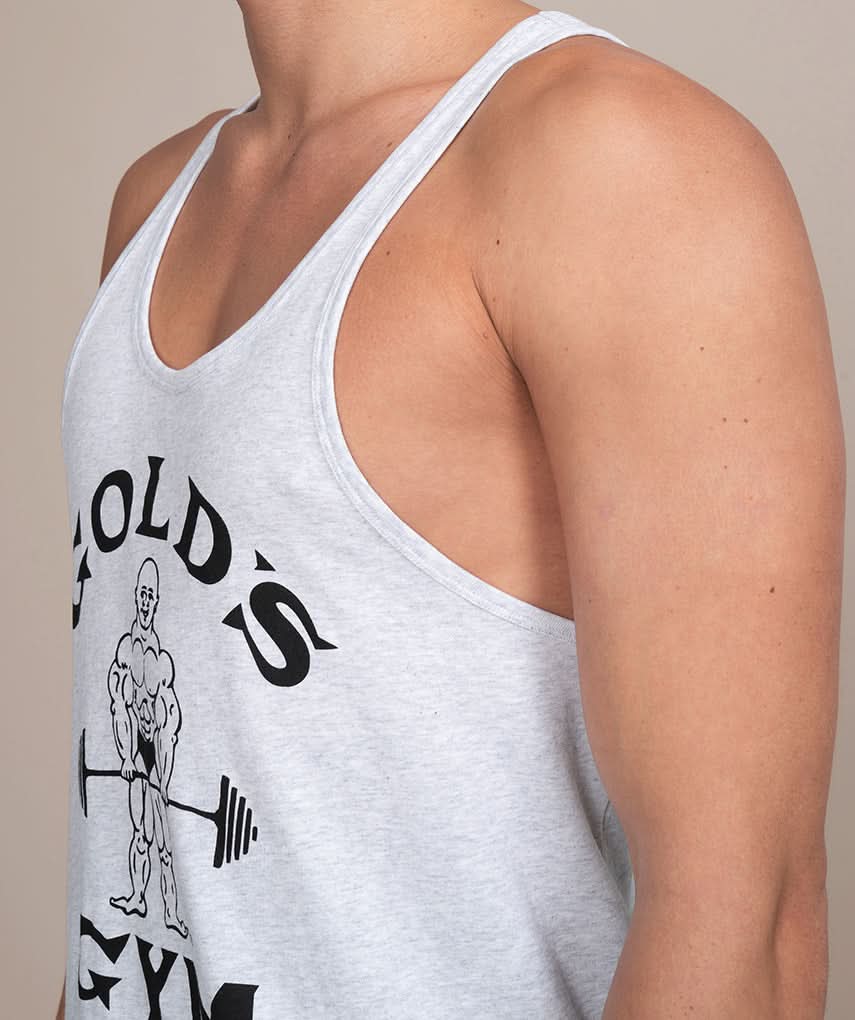 Mens Active Tank Top Stringer Gray Side View