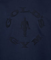 black golds gym logo on dark blue