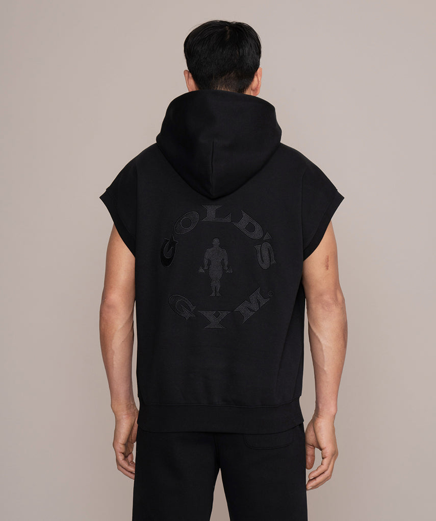 black sleeveless hoodie