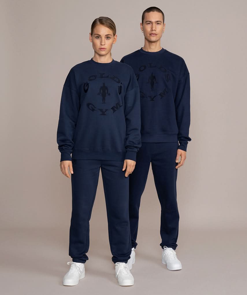 fleece jogger sweat pants in dark blue