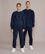 fleece jogger sweat pants in dark blue