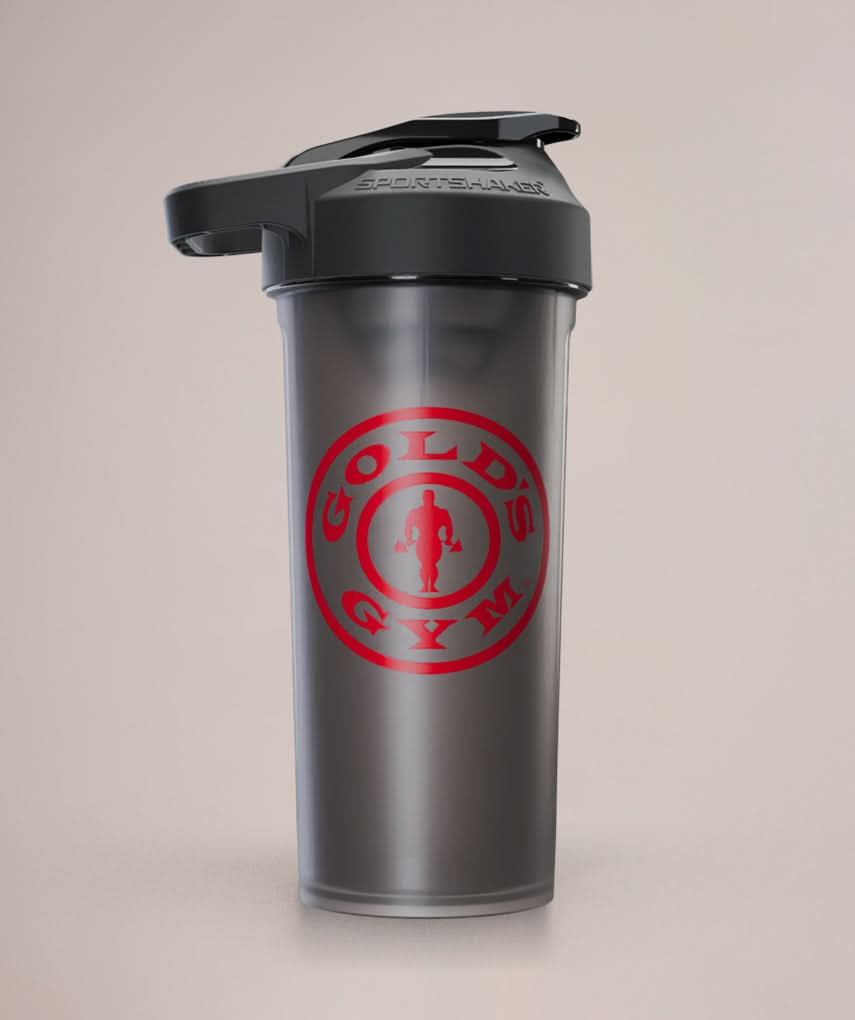golds gym black shaker with red logo
