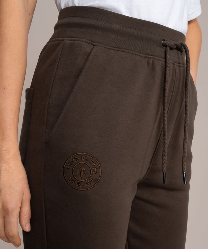 golds gym embroidered brown sweat pants