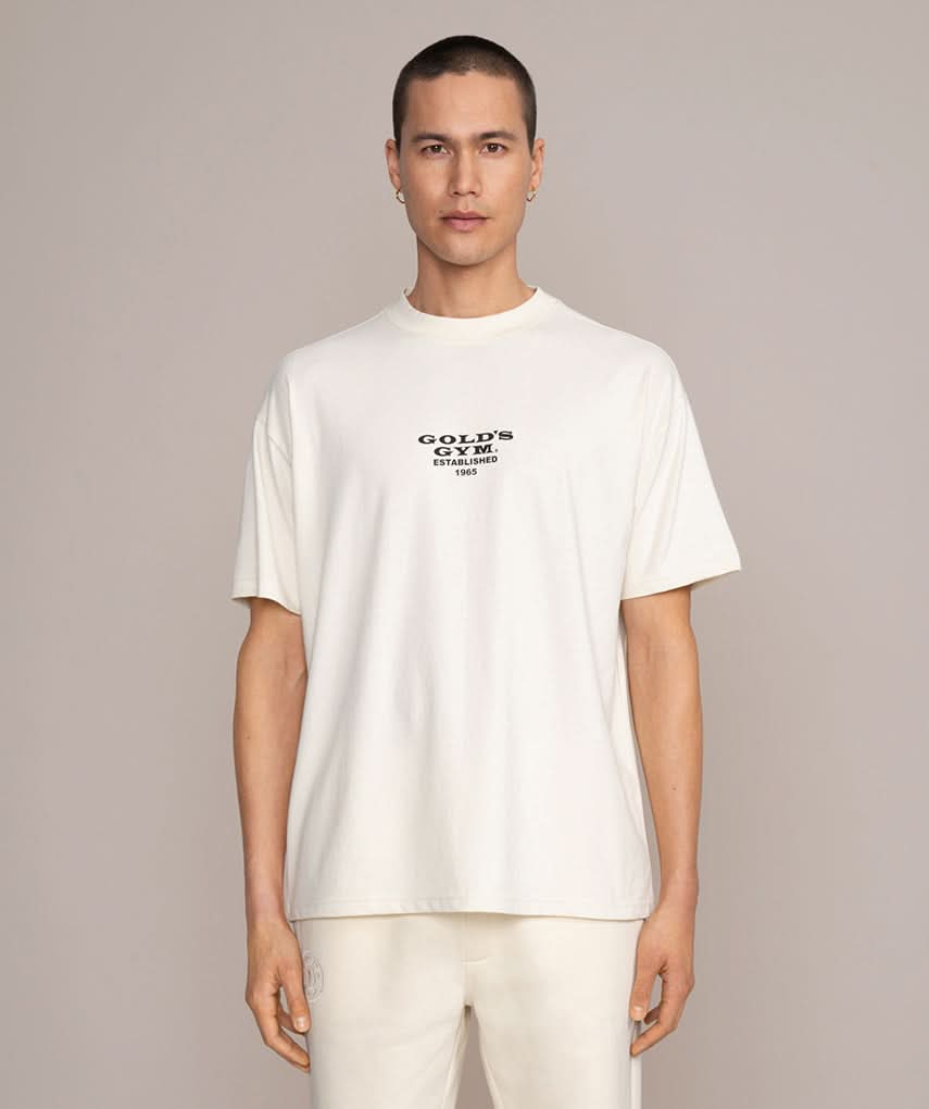 golds gym established 1965 off white shirt

