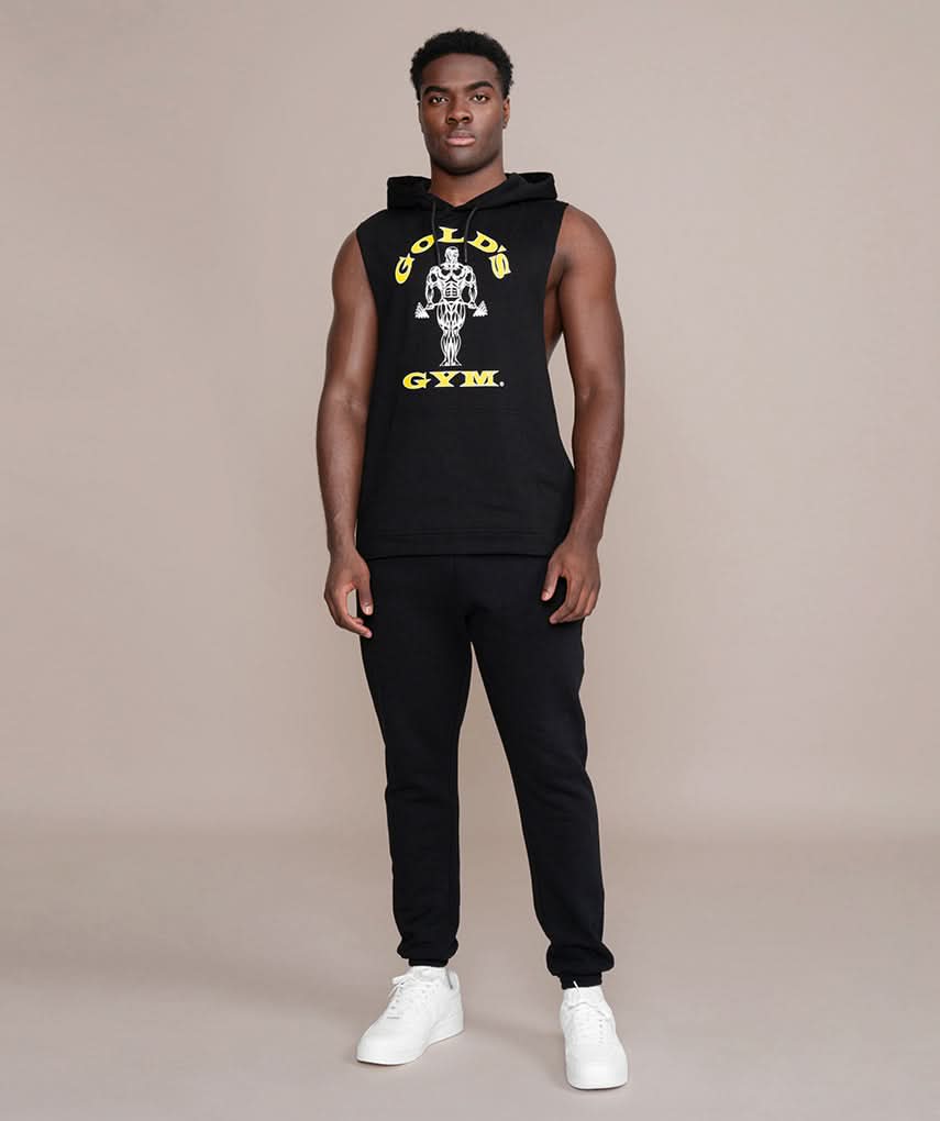 golds gym sleeveless hoodie in black workout outfit