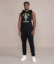 golds gym sleeveless hoodie in black workout outfit