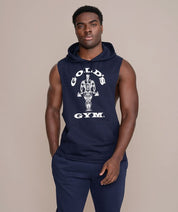 golds gym sleeveless hoodie in navy blue