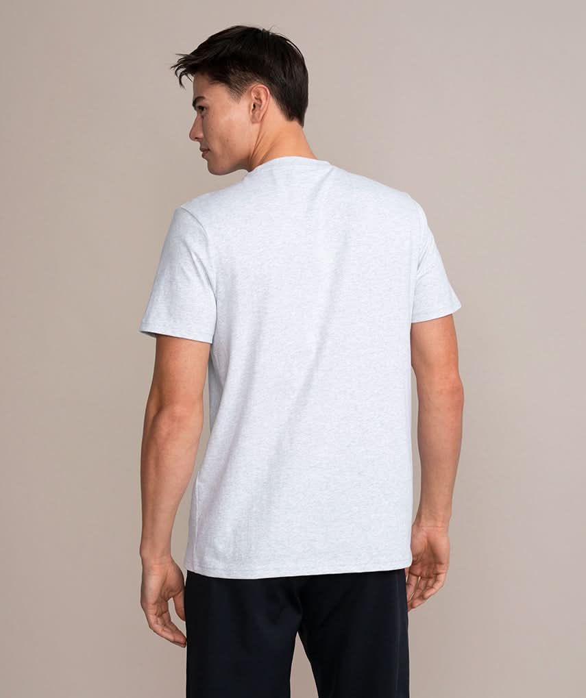 golds gym weight plate logo shirt in gray back view