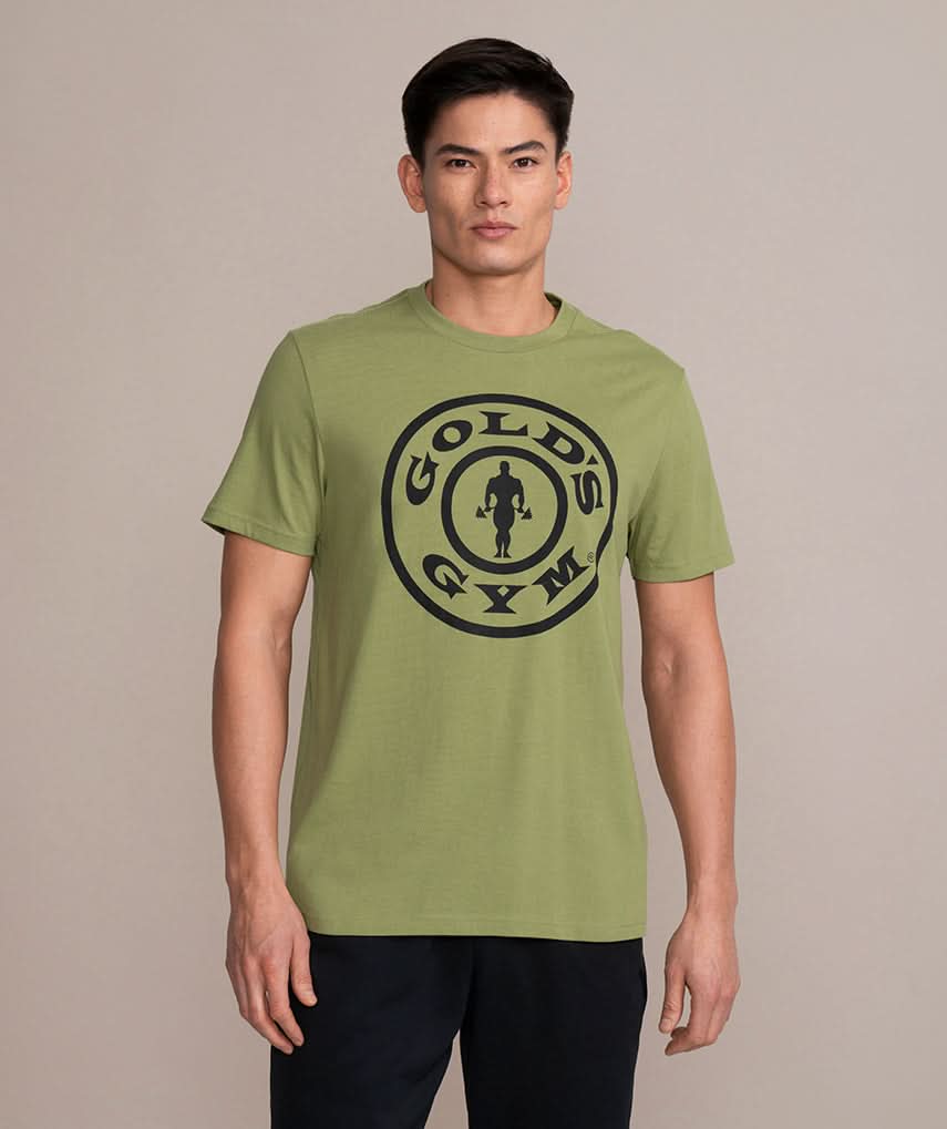golds gym weight plate logo t-shirt army green