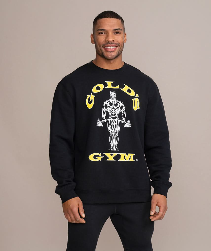 golds gyms sweater black with yellow logo