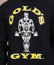 golds gyms sweater black with yellow logo mens sweat shirt closeup 