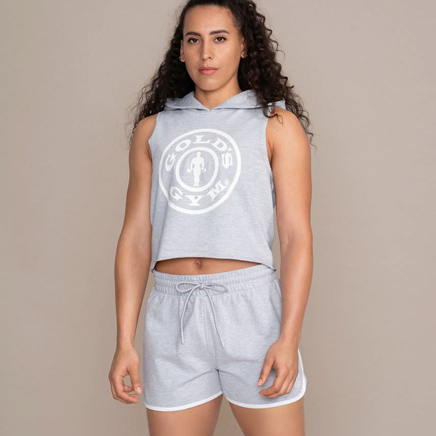 gray hooded tank top for women