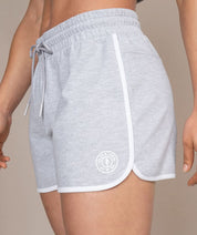 gray with white stripe gym shorts 
