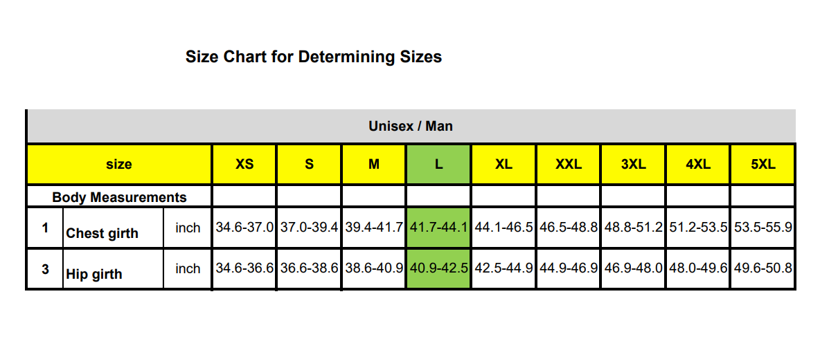 mens size chart golds gym apparel 