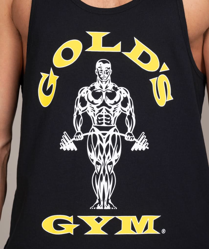 mens stringer tank top gym shirt black golds gym logo