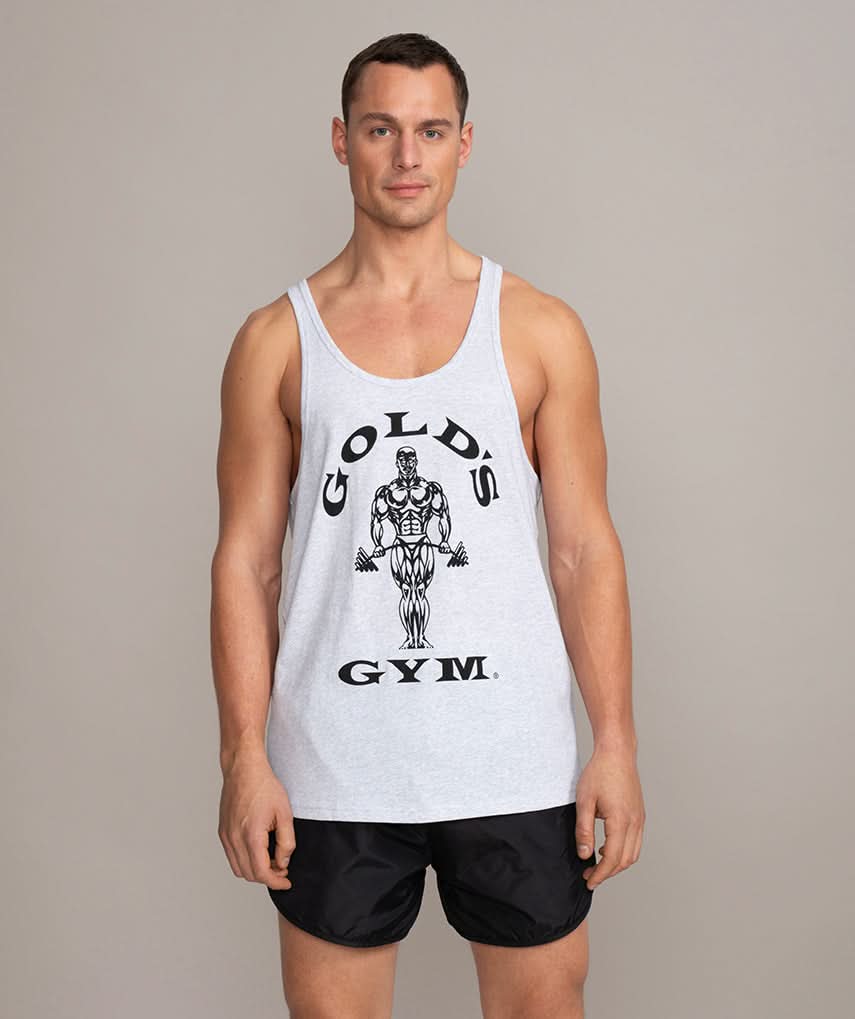 mens stringer tank top gym shirt gray