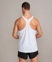 mens stringer tank top gym shirt gray back view