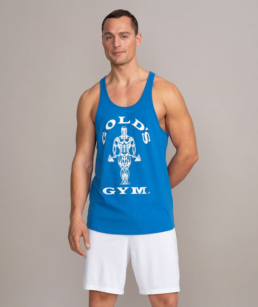 mens stringer tank top gym shirt light blue