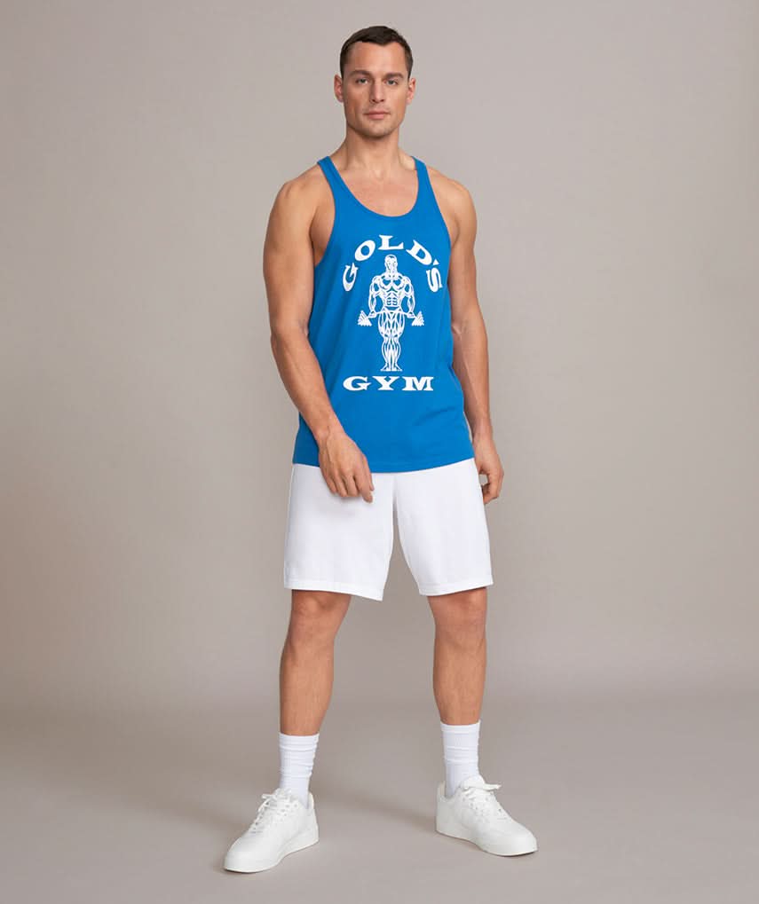mens stringer tank top gym shirt light blue golds gym