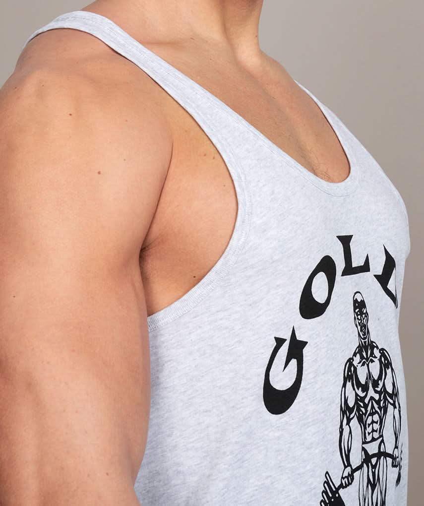 mens stringer tank top gym shirt side view gray 