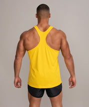 mens stringer tank top gym shirt yellow back view