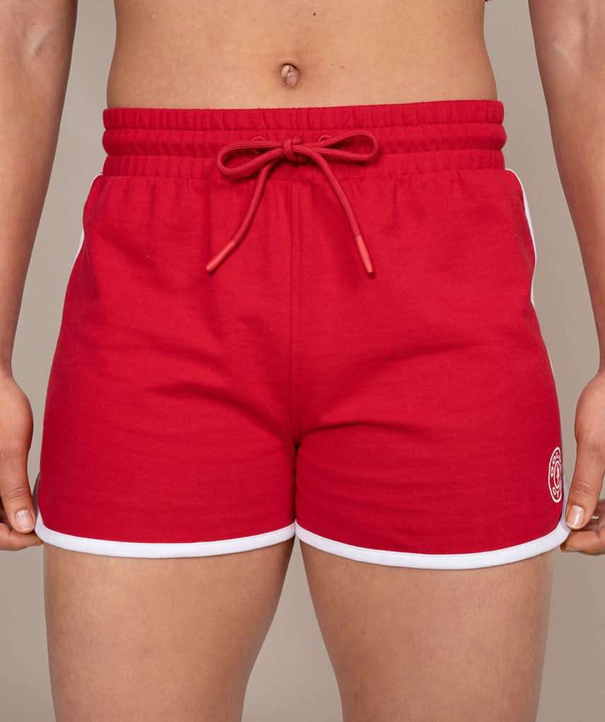 red stripped vintage athletic shorts for women