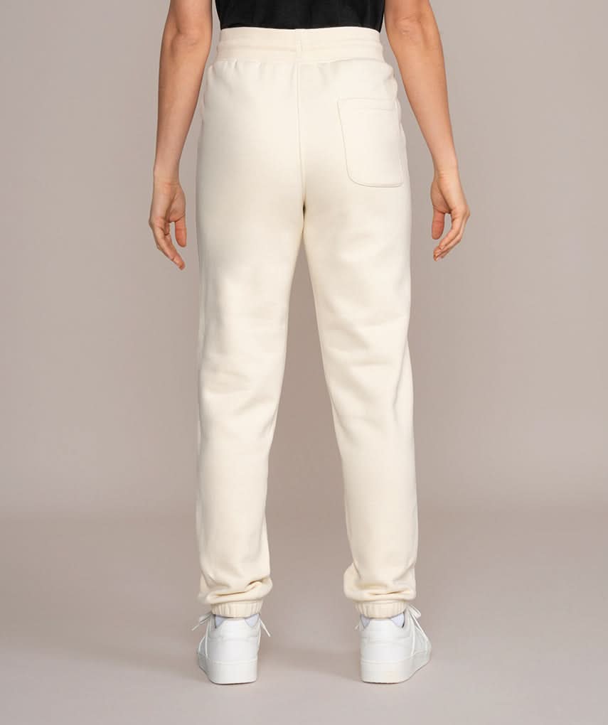 single pocket cream colored off white sweatpants embroidered 